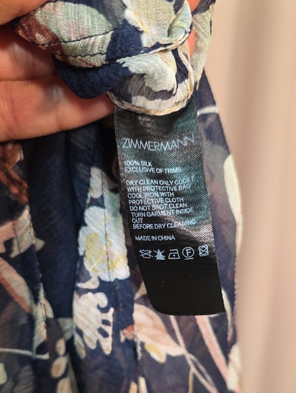 Zimmermann Navy Floral Tiered Tie-Neck Maxi Dress - Picture 17 of 17
